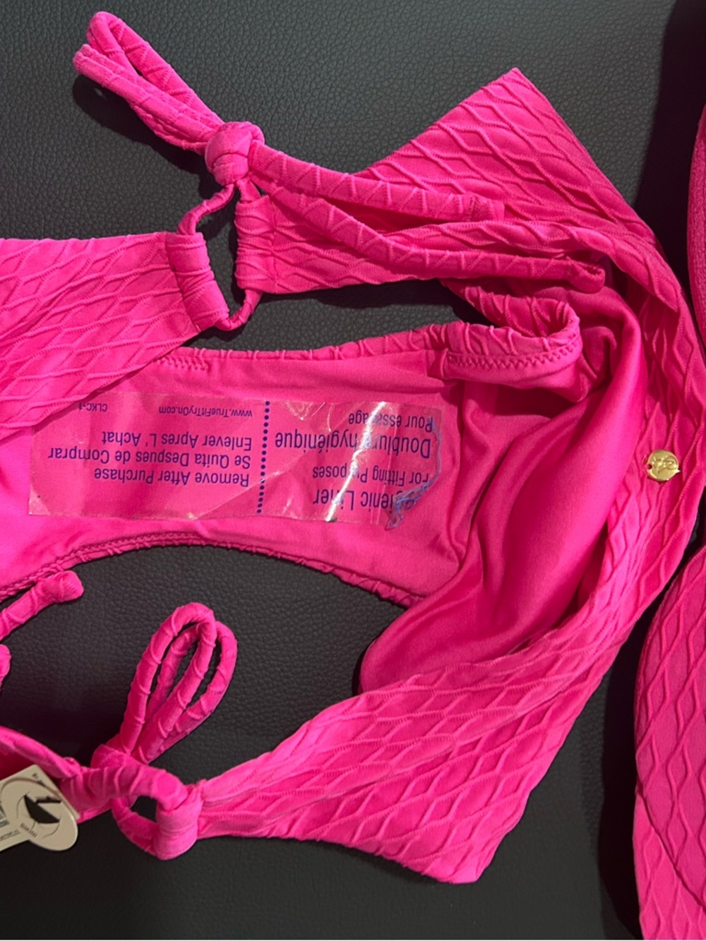 Victoria's Secret Vibrant Pink Textured Bikini Set 36C/Medium - Picture 6 of 7